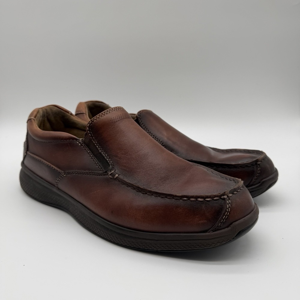 Florsheim Great Lakes Men's Brown Leather Moc Toe Slip On Loafers Size 8.5W